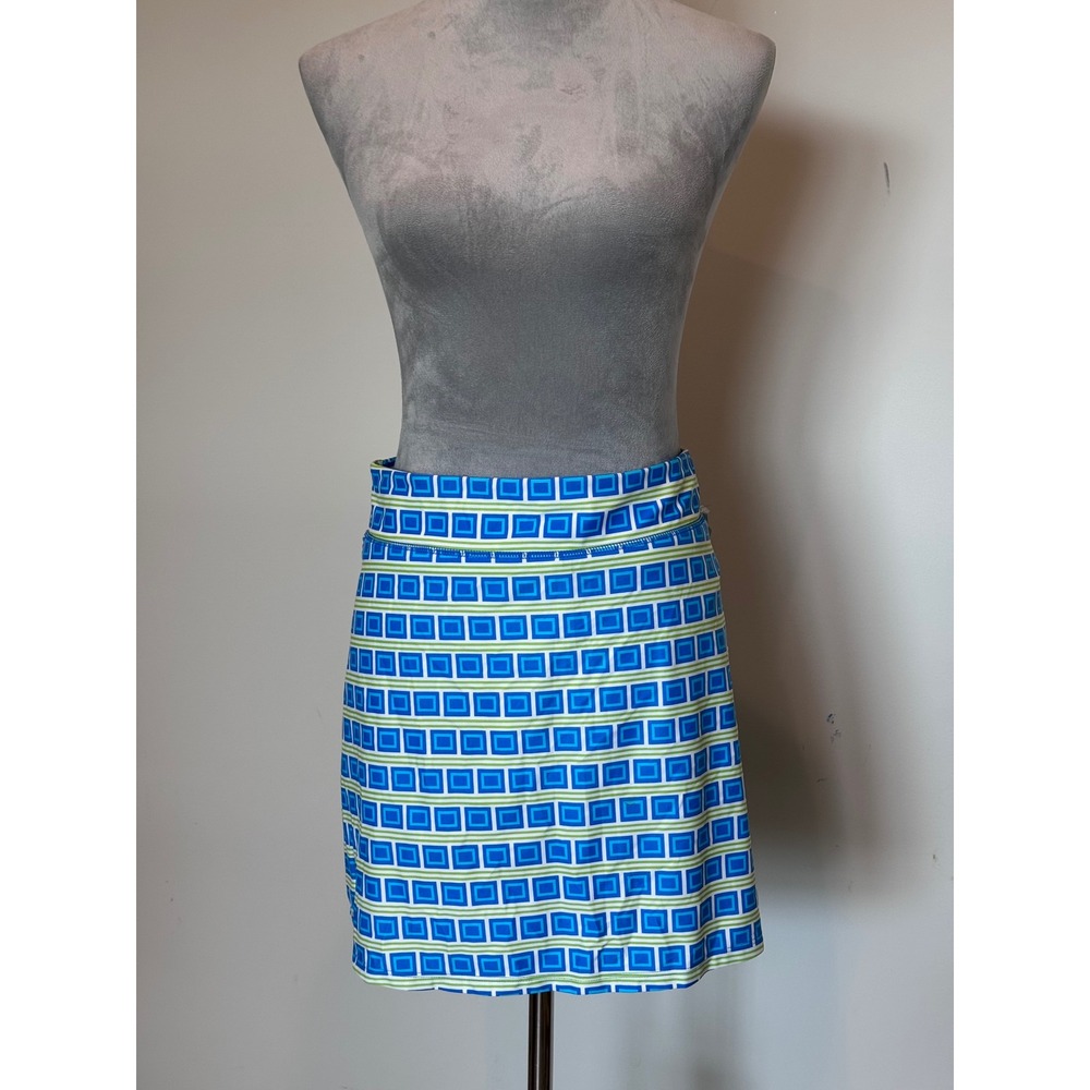 Southwind Apparel Cool Traffic Skort Blue Green Geometric Square Print XL NWT